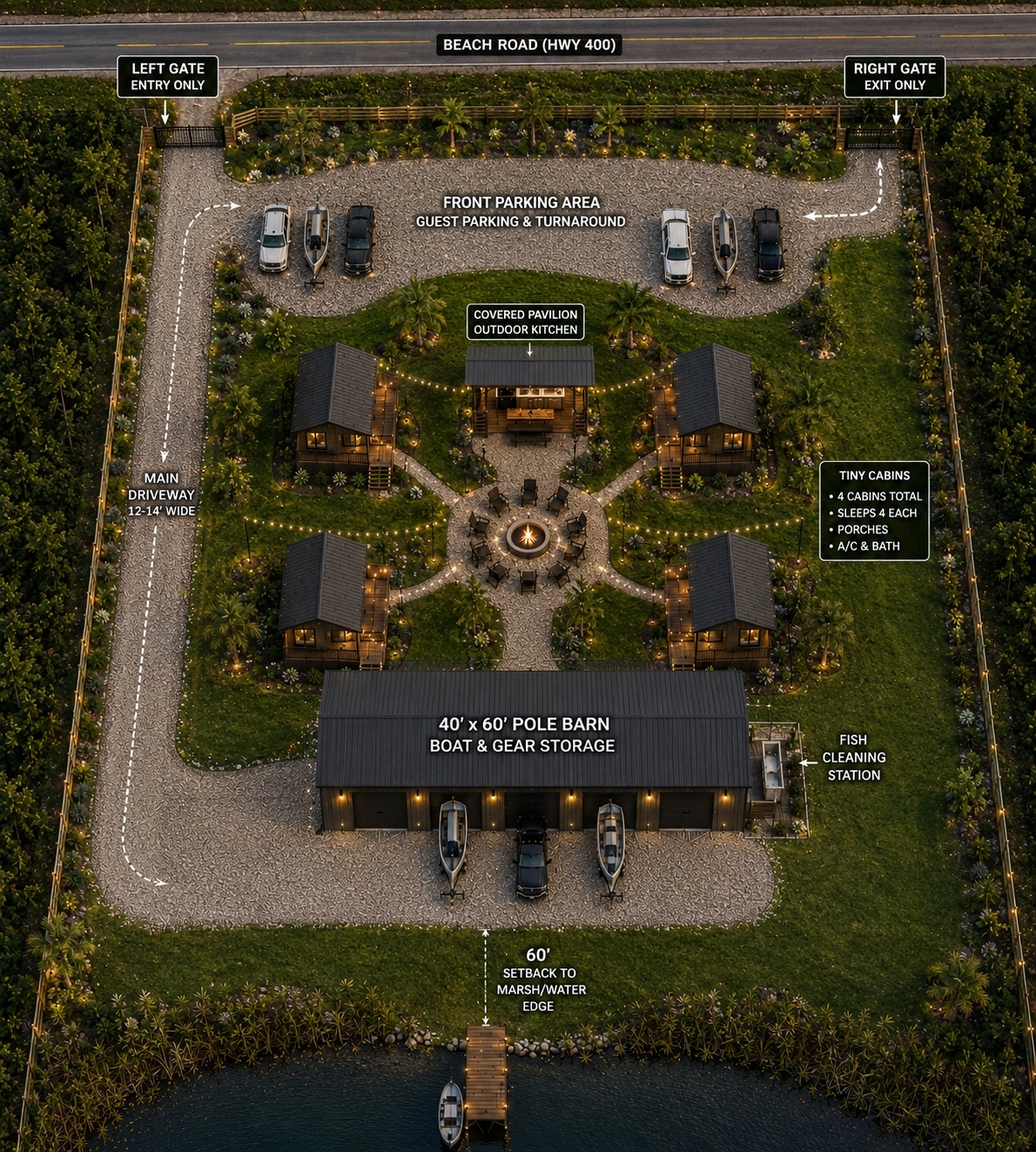 Aerial rendering of DS Lodge #1 property